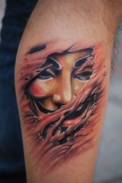 Creative mask of V tattoo