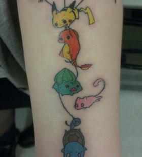 Creative pokemon arm tattoo