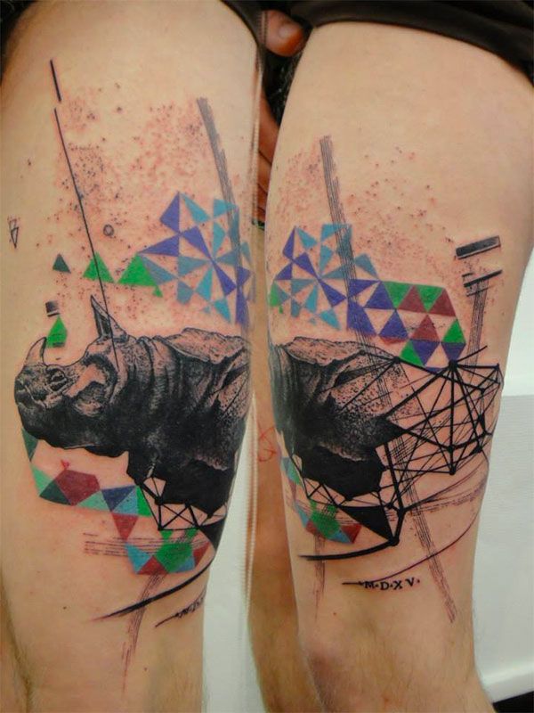 Creative rhino leg tattoo