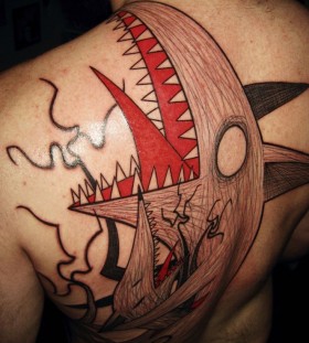 Creepy back tattoo by Yann Black