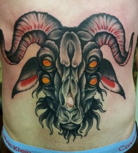 Creepy goat tattoo design
