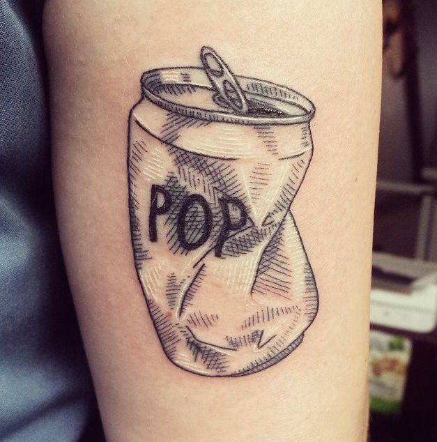 Crushed soda can tattoo