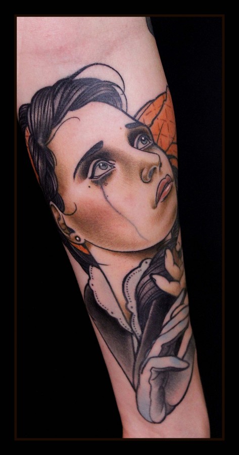 Crying woman tattoo