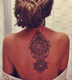 Cute back mandala tattoo