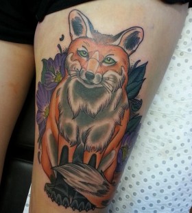 Cute fox tattoo by Drew Shallis