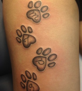 Cute heart paws tattoo