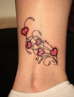 Cute hearts ankle tattoo