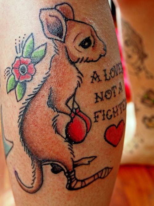 Cute kangaroo and quote tattoo