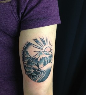 Cute landscape tattoo by Kirsten Holliday