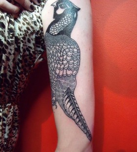 Cute pheasant arm tattoo