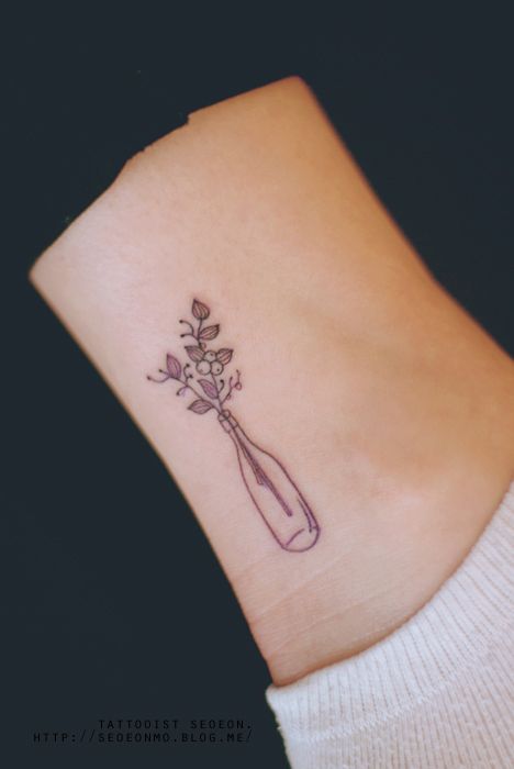 Cute plants bottle tattoo