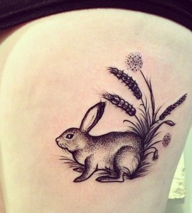 Cute rabbit tattoo by Rebecca Vincent