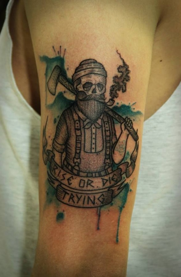 Dead man smoking tattoo by Tyago Compiani