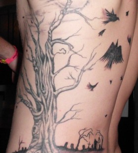 Dead tree and cemetery tattoo