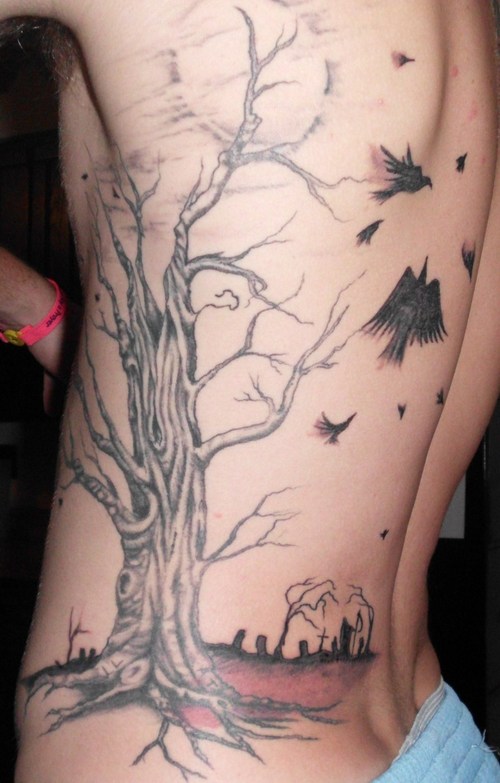 Dead tree and cemetery tattoo
