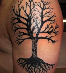 Dead tree tattoo on arm