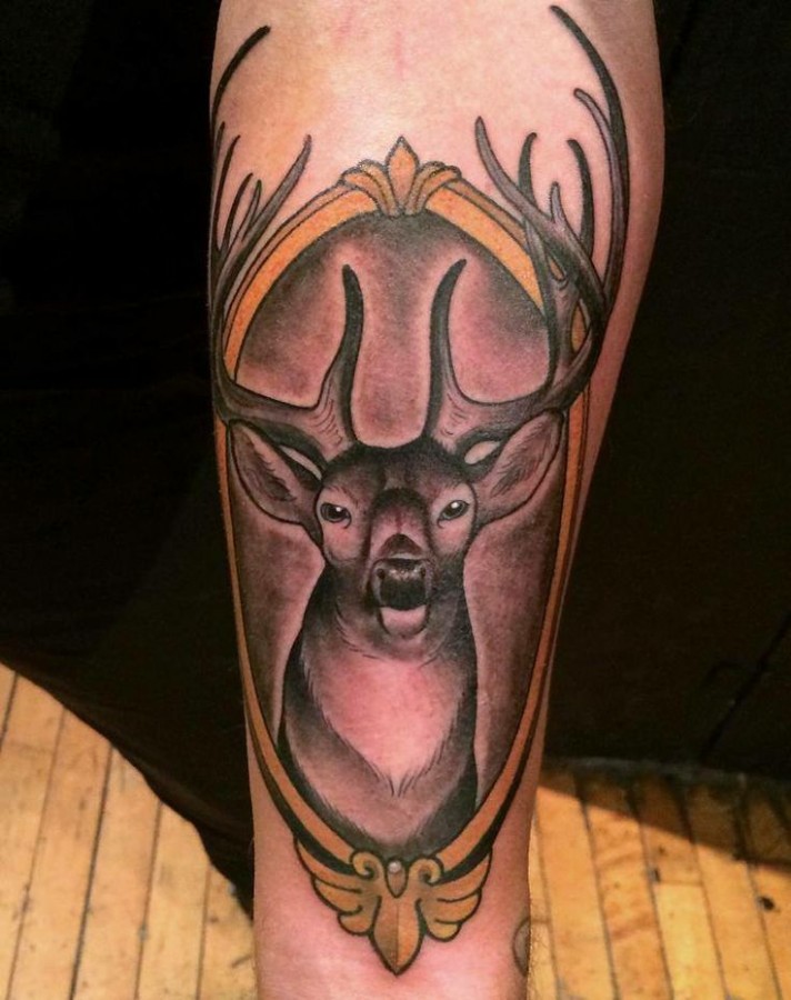 Deer frame tattoo by Jon Mesa
