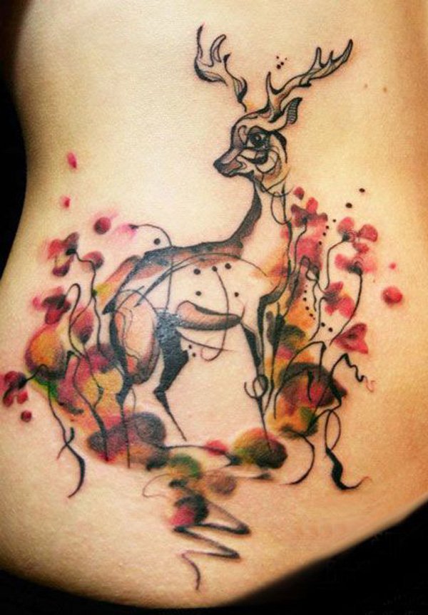 Deer watercolor tattoo