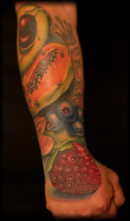 Delicious looking fruit tattoo