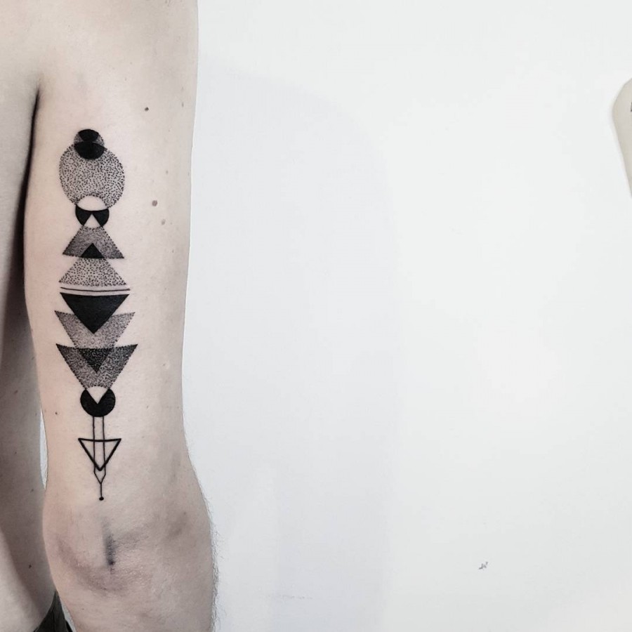 dotwork ornamental geometric tattoo by matteonangeroni