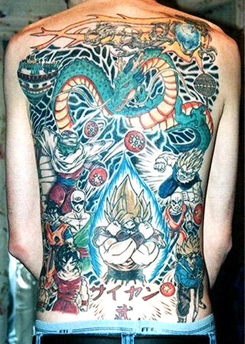 Dragon ball theme back tattoo