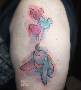 dumbo-with-mickey-mouse-balloons-watercolor-tattoo