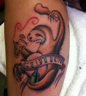 Eating sloth leg tattoo