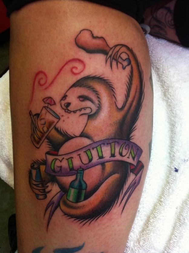 Eating sloth leg tattoo