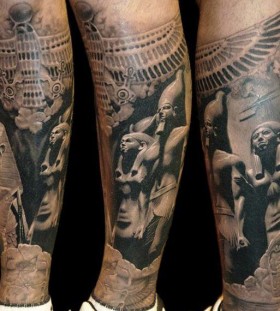 Egyptian statues tattoo by James Tattooart