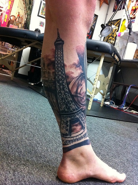 Eiffel tower tattoo by David Allen