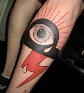 Eye and lightning bolt tattoo by Yann Black