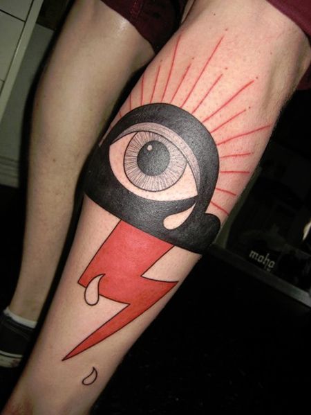Eye and lightning bolt tattoo by Yann Black