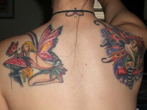 Fairies and mushroom tattoo