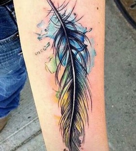 Feather watercolor tattoo