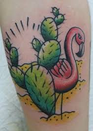 Flamingo and cactus tattoo