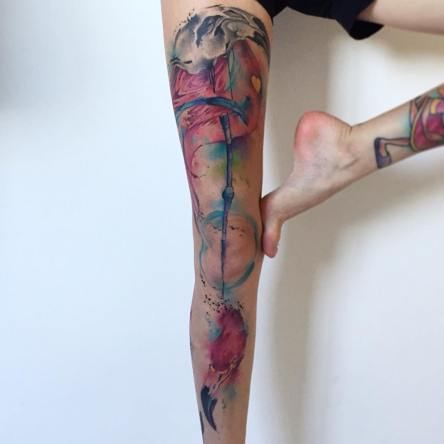 Watercolor Sleeve Tattoos