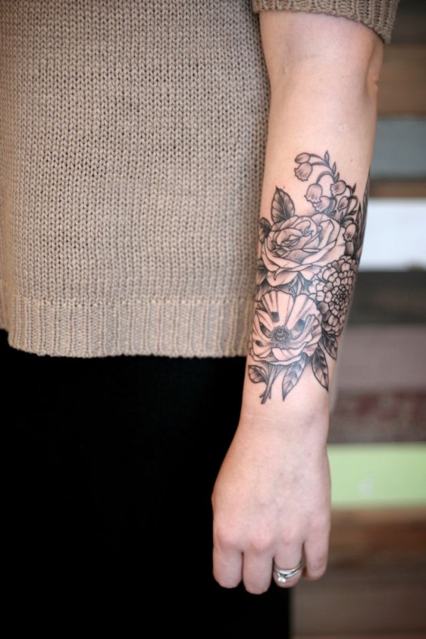 Floral tattoo by Kirsten Holliday