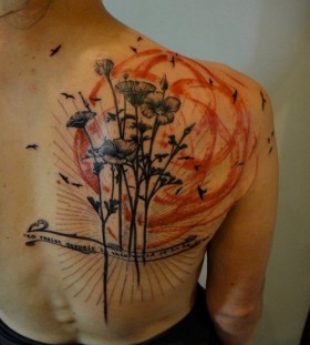 Flower back tattoo by xoil