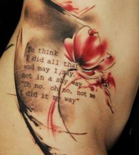 Flowers and quote tattoo by Florian Karg