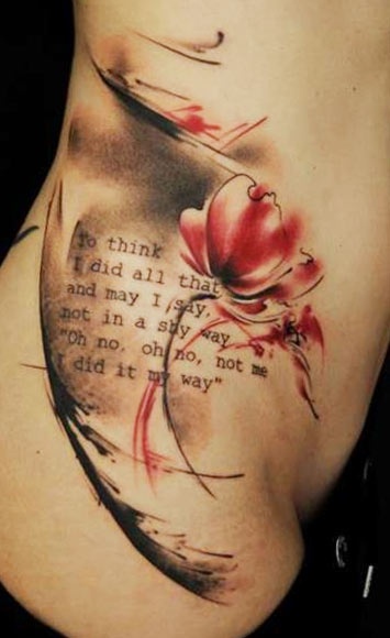 Flowers and quote tattoo by Florian Karg