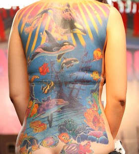 Full back ocean tattoo
