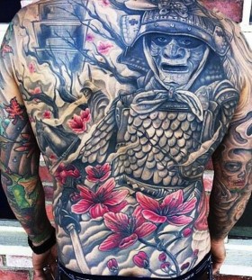 Full back samurai tattoo