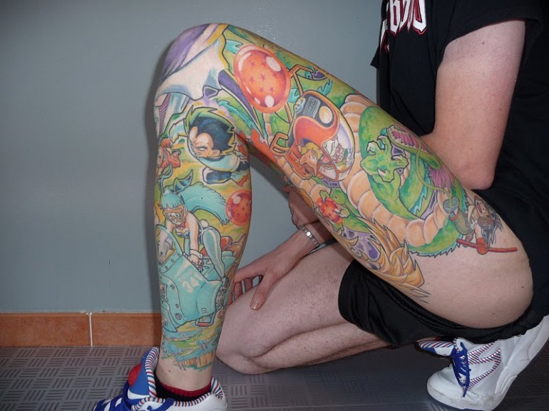 Full leg dragon ball tattoo