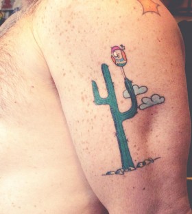 Funny cactus arm tattoo