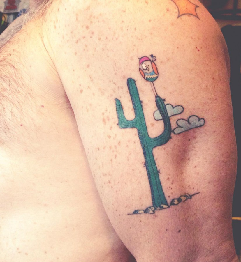 Funny cactus arm tattoo