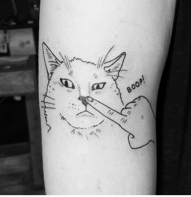 Funny cat tattoo design