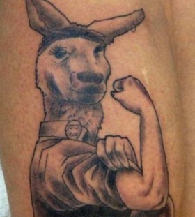 Funny human kangaroo tattoo