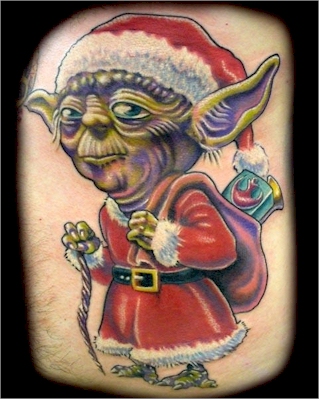 Funny looking grinch christmas tattoo