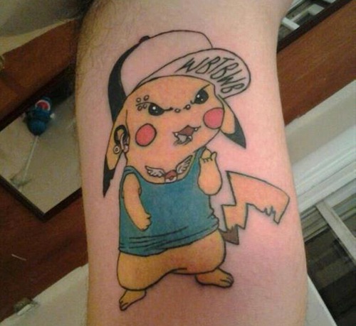 Funny pikachu arm tattoo