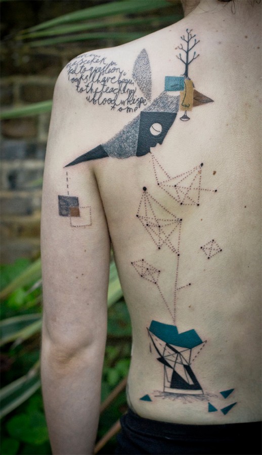 Geometric back tattoo by Expanded Eye